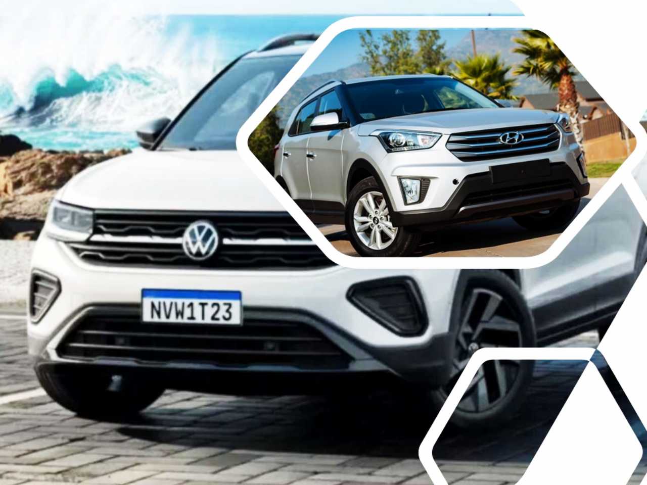 Volkswagen T-Cross e Hyundai Creta so os dois SUVs mais vendidos do mercado no primeiro semestre de 2024